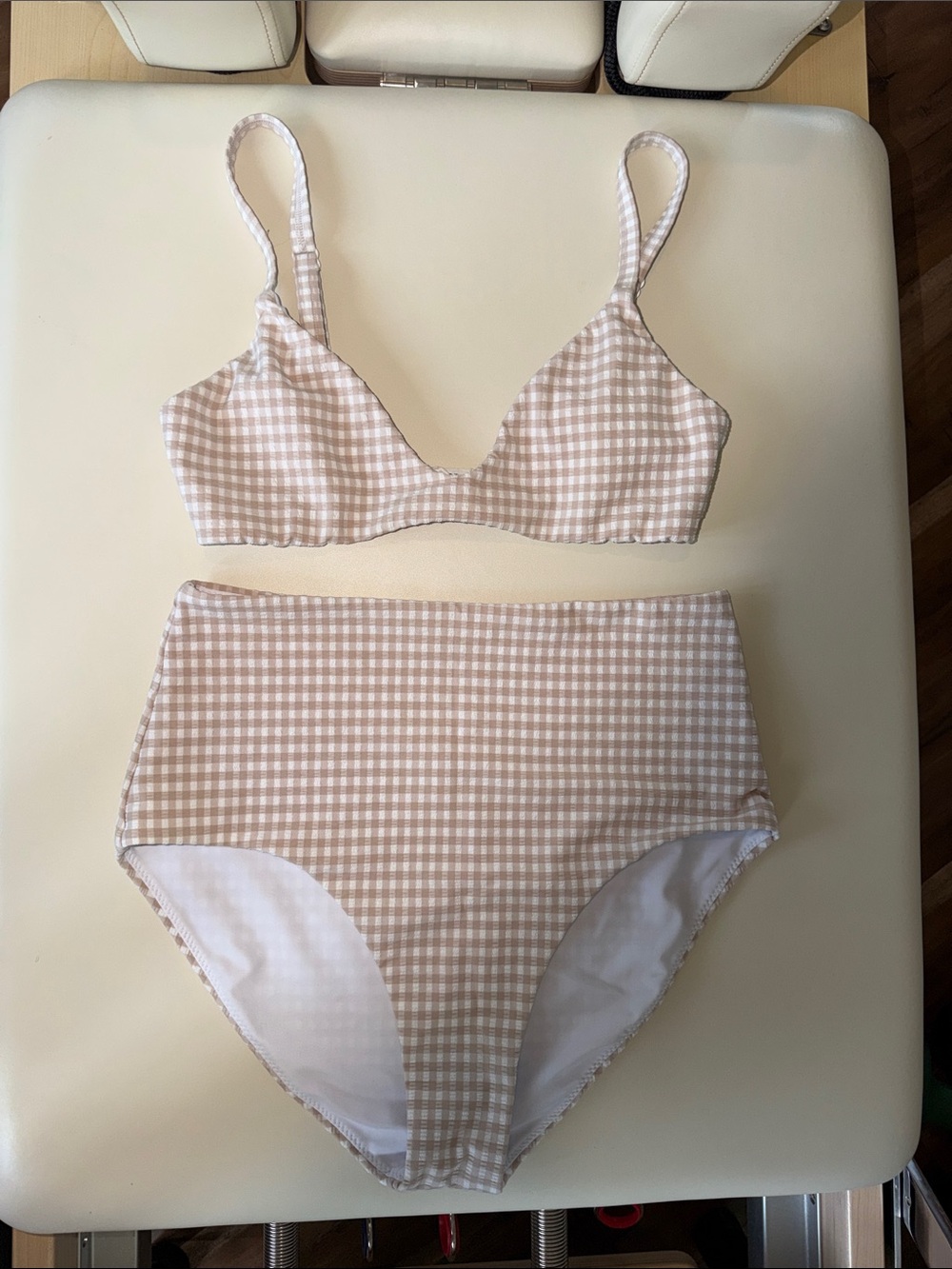 Gingham Bikini Set in Beige BOTTOMS